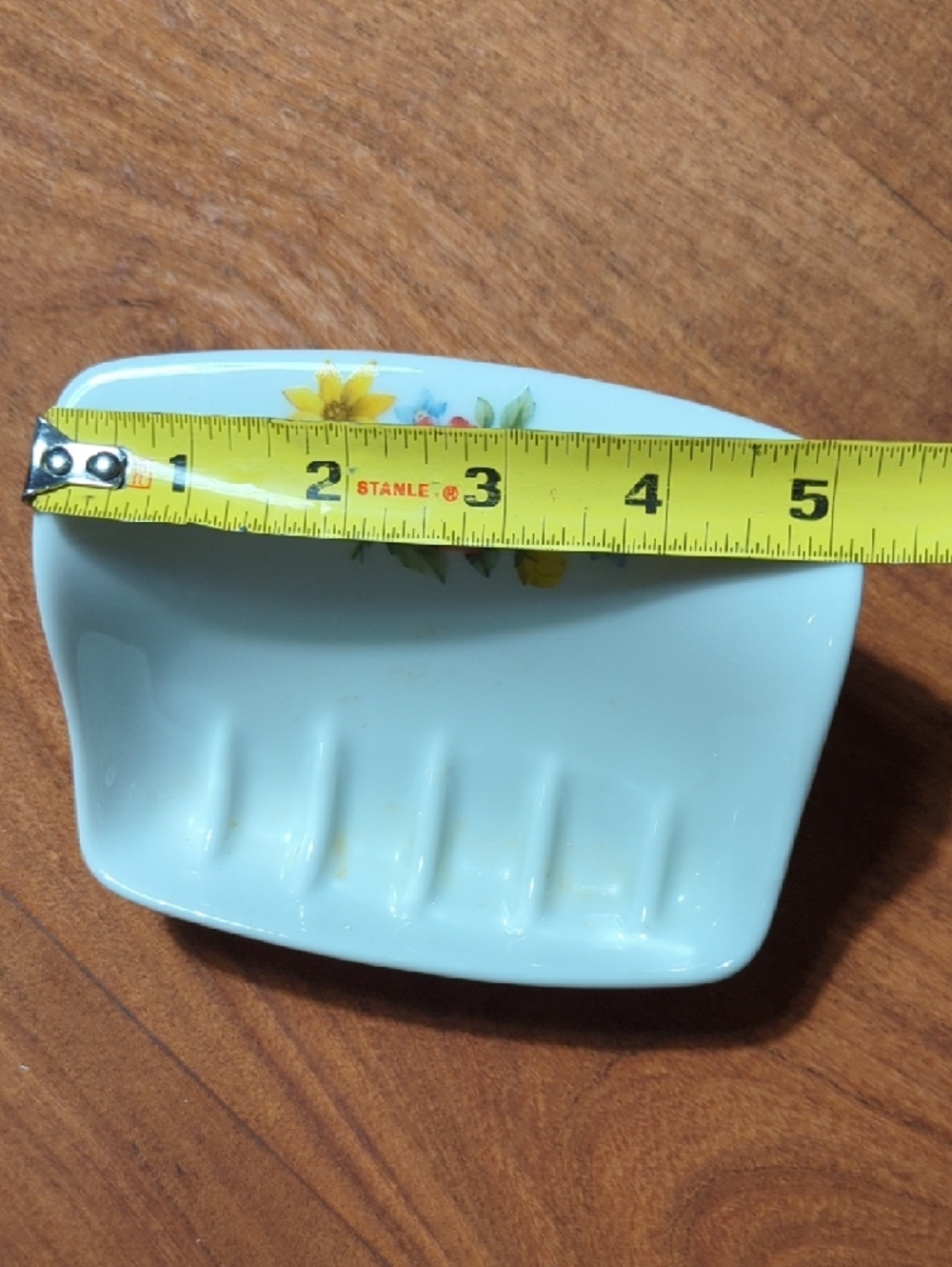 Vintage Porcelain Soap Dish - White with Floral Accent - Picture 4 of 7